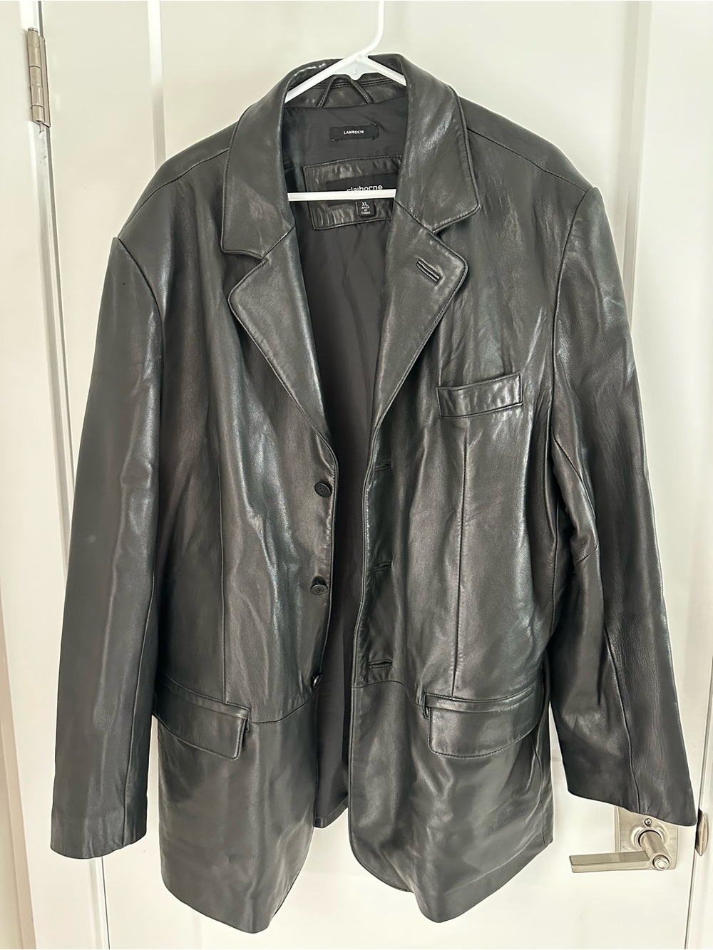 Claiborne Leather/Lambskin  Blazer Jacket - Black Men’s XL
